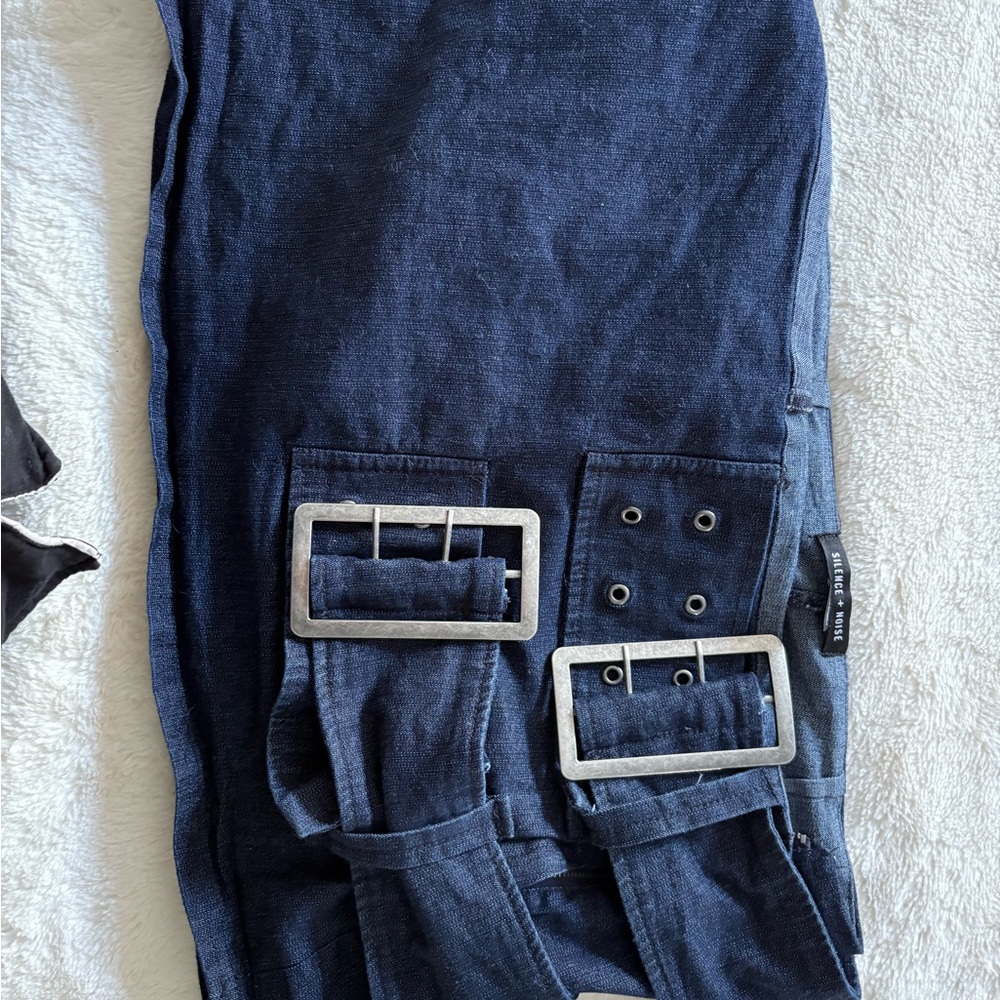 Silence + Noise Navy Denim with Silver Buckle size Large